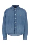 Polo Ralph Lauren Cropped Boxy Chambray Denim Shirt In Blue