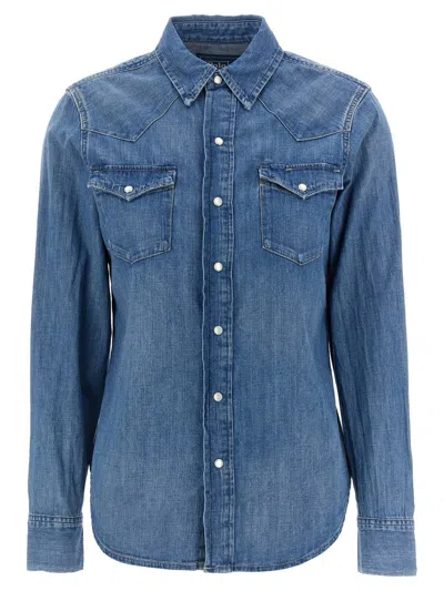 Polo Ralph Lauren Fitted Denim Western Shirt In Blue