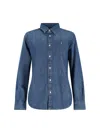 Polo Ralph Lauren Blue Shirt With Classic Collar And Pony Embroidery On The Front In Denim Woman