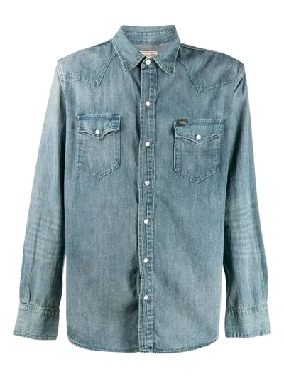 Polo Ralph Lauren Button-front Long-sleeve Sport Shirt With Flap Pockets In Blue