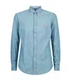 Polo Ralph Lauren Blue Cotton Polo Pony Chambray Shirt In Blue