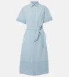 Polo Ralph Lauren Belted Linen A-line Shirtdress In Blue