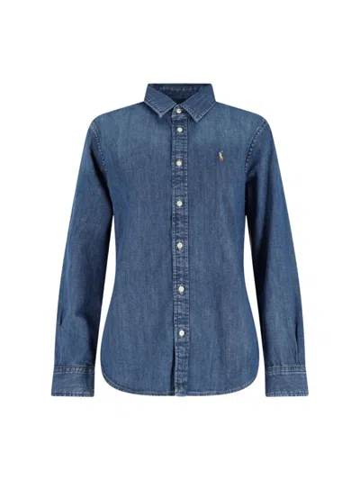 Polo Ralph Lauren Denim Shirt With Logo In Blue