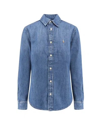Polo Ralph Lauren Denim Shirt With Logo Embroidery In Blue