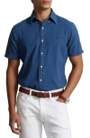 Polo Ralph Lauren Denim Short Sleeve Button-down Shirt In Dark Indigo