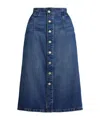 Polo Ralph Lauren Denim A-line Midi Skirt In Blue