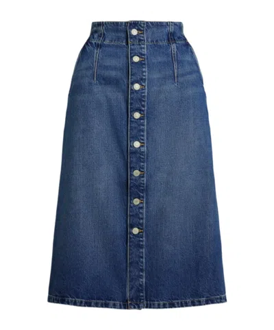 Polo Ralph Lauren Denim A-line Midi Skirt In Colel Wash