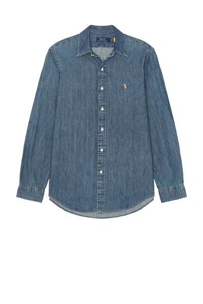 Polo Ralph Lauren Denim Sport Shirt In Blue