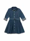 Polo Ralph Lauren Girl's Belted Fit-and-flare Denim Shirtdress In Blue