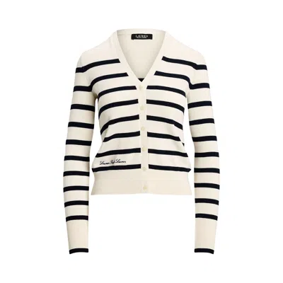 Polo Ralph Lauren Denzel Long Sleeve Cardigan In Cream/blue