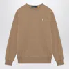 Polo Ralph Lauren Cotton Sweatshirt With Ribbed Cuffs And Hem In Brown