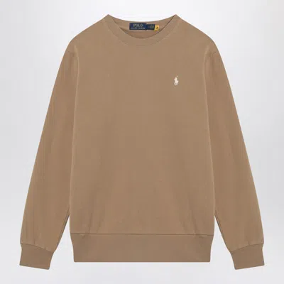 Polo Ralph Lauren Cotton Sweatshirt With Ribbed Cuffs And Hem In Brown