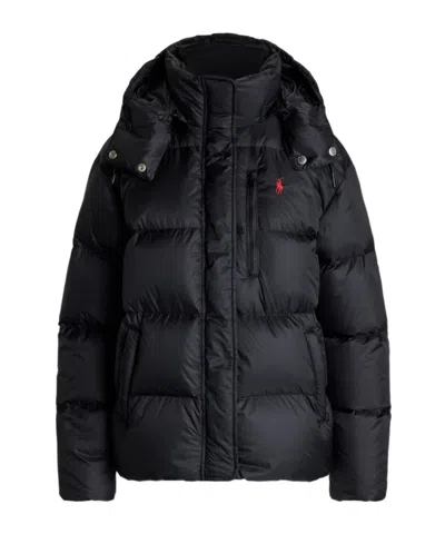 Polo Ralph Lauren Detachable Hood Short Down Jacket In Black