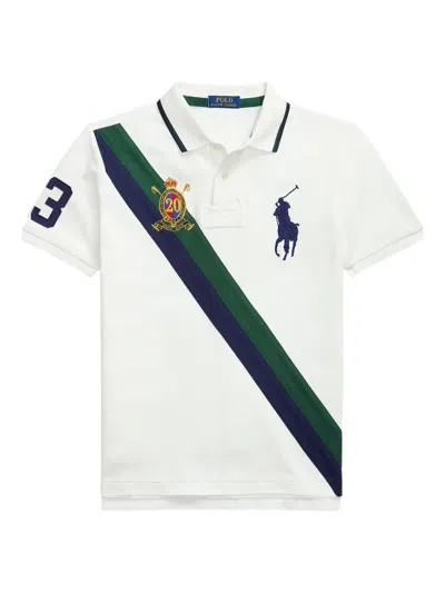 POLO RALPH LAUREN DIAGONAL-STRIPE EMBROIDERED-LOGO POLO SHIRT