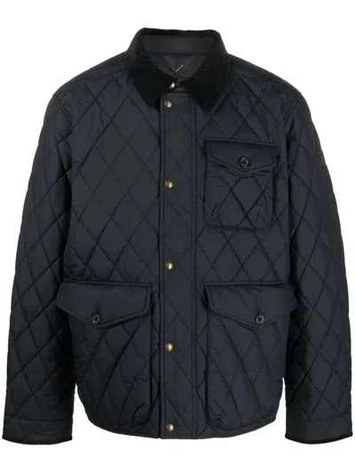 Polo Ralph Lauren Diamond-quilt Button-fastening Jacket In Black