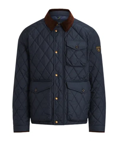 Polo Ralph Lauren Water-repellent Quilted Jacket Man Jacket Navy Size L Recycled Polyester In Blue