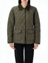 Polo Ralph Lauren Diamond Quilted Padded Jacket With Snap Button Closure In Green