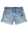 Polo Ralph Lauren Distressed Denim Shorts In Rigid Denim