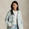 Polo Ralph Lauren Distressed Denim Worker Jacket Pockets In Motta Wash