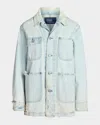 Polo Ralph Lauren Distressed Denim Worker Jacket Pockets In Motta Wash