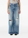 Polo Ralph Lauren Distressed Straight Denim Five Pockets In Blue