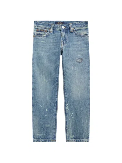 Polo Ralph Lauren Kids' Distressed Paint-splatter Jeans In Blue