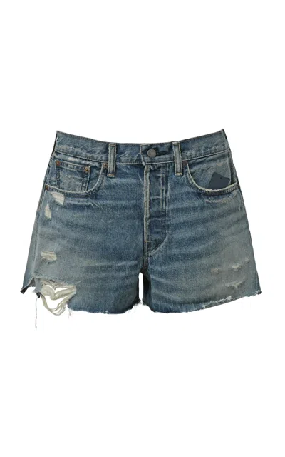 Polo Ralph Lauren Distressed Rigid Denim Shorts In Medium Wash