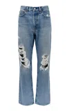 Polo Ralph Lauren Distressed Rigid Denim Straight-leg Jeans In Light Wash