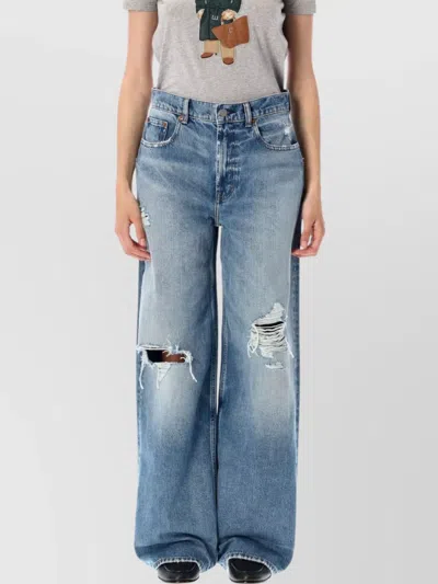 Polo Ralph Lauren Distressed Straight Denim Five Pockets In Blue