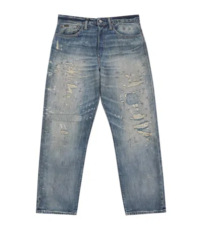 Polo Ralph Lauren Distressed Straight-leg Jeans In Blue