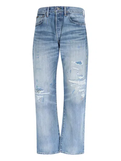 Polo Ralph Lauren Distressed Straight Leg Jeans In Blue