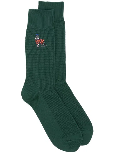 Polo Ralph Lauren Dog-embroidered Crew Socks In Green