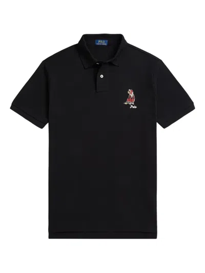 Polo Ralph Lauren Classic Fit Dog Embroidered Polo In Black