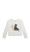 Polo Ralph Lauren Toddler And Little Girls Dog Print Jersey Boxy Long Sleeve Tee In White
