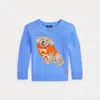 Polo Ralph Lauren Dog-intarsia Cotton Sweater In Harbor Island Blue