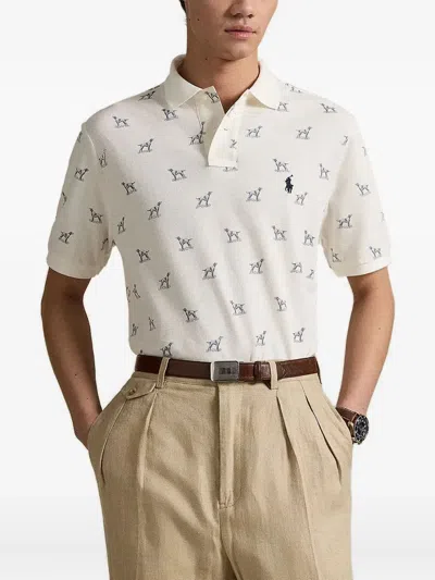 Polo Ralph Lauren Dog-print Polo Shirt In White
