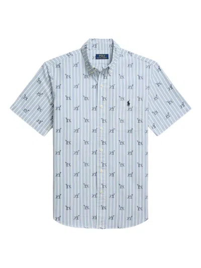 Polo Ralph Lauren Dog-print Striped Shirt In Blue