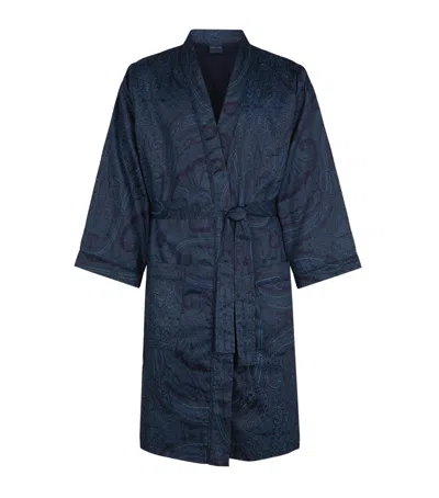 Polo Ralph Lauren Doncaster Paisley Bath Robe In Navy