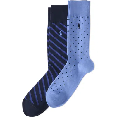 Polo Ralph Lauren Dot 2-pack Stretch Cotton Blend Socks In Blue