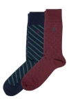Polo Ralph Lauren Dot 2-pack Stretch Cotton Blend Socks In Wine Multi