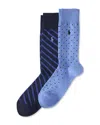 Polo Ralph Lauren Polka-dot & Striped Trouser Sock 2-pack In Medevil Blue