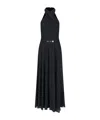 Polo Ralph Lauren Halter Neck Belted Waist Sleeveless Maxi Dress In Black