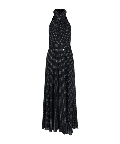 POLO RALPH LAUREN LAUREN RALPH LAUREN POLKA-DOT BELTED GEORGETTE HALTER GOWN