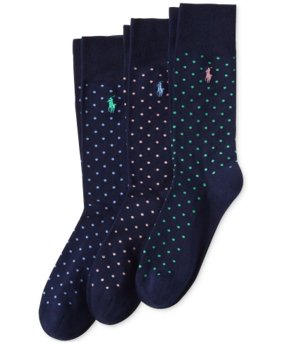 Polo Ralph Lauren Dotted Dress Socks In Navy/orange