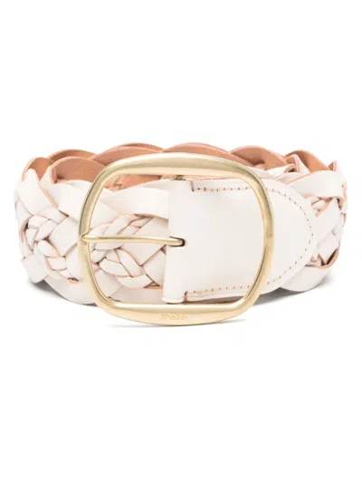 Polo Ralph Lauren Double-braided Leather Belt In Neutrals