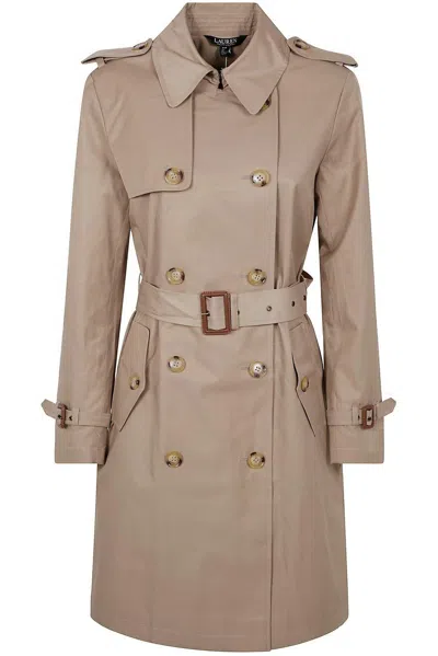 POLO RALPH LAUREN DOUBLE BREAST BELT RN 38 LINED COAT