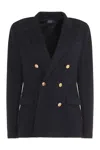 Polo Ralph Lauren Womens Shoulder Pads Long Sleeve Two-button Blazer In Blue