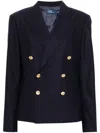 Polo Ralph Lauren Womens Shoulder Pads Long Sleeve Two-button Blazer In Blau