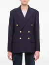 Polo Ralph Lauren Womens Shoulder Pads Long Sleeve Two-button Blazer In Blue