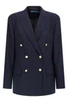 Polo Ralph Lauren Double-breasted Notched Blazer In Blue